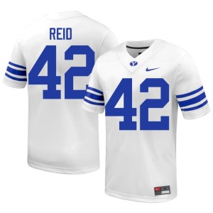 Adney Reid #42 Embroidery White Men's College Football BYU Cougars Jersey 135743-567