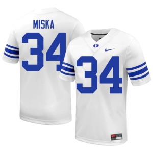 Charlie Miska College Football Men's #34 Player BYU Cougars White Jersey 902169-245