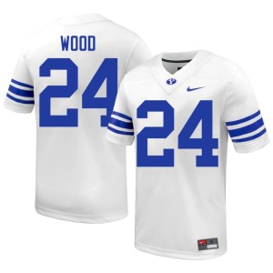 Ethan Wood White Mens Embroidery Cougs College Football #24 Jerseys 976126-619