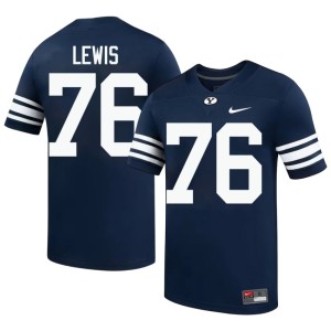 Jeff Lewis College Football Cougs Mens Replica #76 Navy Jersey 835801-563