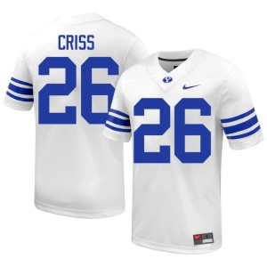 Jordyn Criss White College Football Men Brigham Young University Limited #26 Jerseys 475909-193