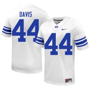 Josh Davis Mens White College Football #44 Embroidery BYU Cougars Jersey 572502-481