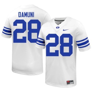Jovesa Damuni Men #28 White NCAA Brigham Young University College Football Jerseys 146706-489