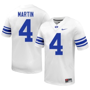LJ Martin Brigham Young University Cougars #4 Mens White College Football Player Jerseys 516512-748