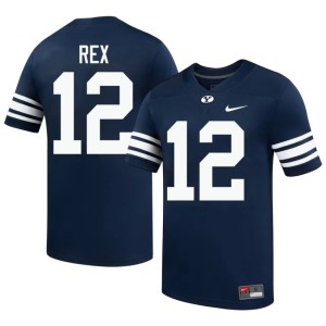 Preston Rex College Football Embroidery Cougars Men's Navy #12 Jerseys 457179-107