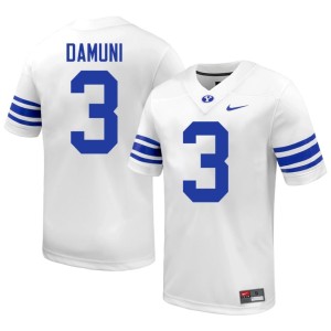 Raider Damuni University White College Football Men's Brigham Young University #3 Jersey 672565-658