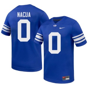 Tei Nacua Mens #0 Stitched College Football Royal Brigham Young University Cougars Jersey 458590-360