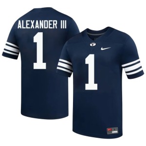 Therrian Alexander III Navy Mens Brigham Young University Cougars College Football #1 High School Jersey 448710-282