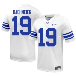 Tiger Bachmeier Game Brigham Young University Cougars White Men #19 College Football Jersey 269153-999
