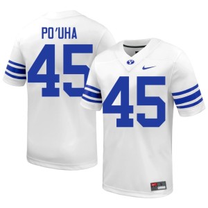 Viliami Po'uha Men BYU College Football Replica White #45 Jersey 962830-484