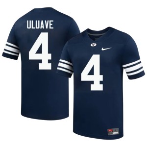 Cade Uluave Men's Brigham Young University Navy #4 College Football Embroidery Jersey 762865-390