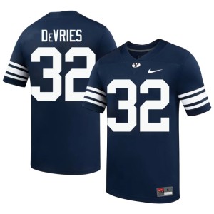 Cannon DeVries Brigham Young University Cougars Navy Player #32 Men's College Football Jerseys 575086-753