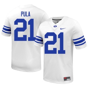 Jaron Pula BYU Cougars College Football Embroidery White #21 Men Jersey 204071-494