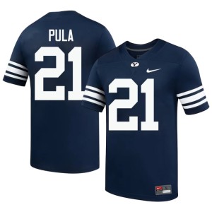 Jaron Pula College Football Stitched Cougars Men #21 Navy Jersey 786050-950