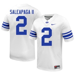 Roger Saleapaga II College Football #2 White Men Game BYU Cougars Jersey 530266-326