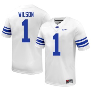 Zach Wilson Mens College Football White Cougars Player #1 Jerseys 384200-273