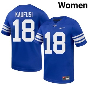 Ace Kaufusi College Football Brigham Young University Women Royal Replica #18 Jerseys 641372-123