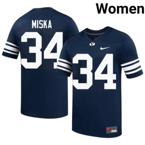 Charlie Miska Navy BYU #34 Replica College Football Women's Jersey 686625-958