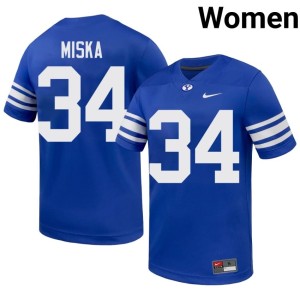 Charlie Miska Women Royal College Football #34 BYU Cougs Stitched Jersey 666856-712