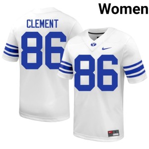 Cole Clement #86 College Football University Womens BYU Cougs White Jersey 502043-647