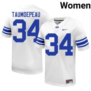 Daniel Taumoepeau High School Womens White BYU Cougs College Football #34 Jersey 226027-586