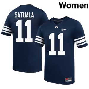 Faletau Satuala Women Navy Replica College Football #11 BYU Cougars Jersey 470612-454