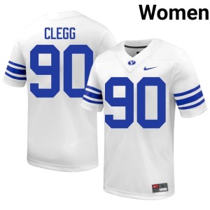 Hunter Clegg White Women BYU Cougars Official #90 College Football Jerseys 701846-323