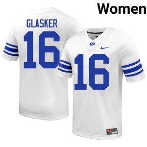 Isaiah Glasker College Football Women White BYU Cougs 2026 #16 Jersey 154572-803