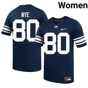 Jacob Nye #80 College Football Brigham Young University Cougars Navy Women's Game Jerseys 778741-543