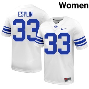 Jared Esplin College Football Limited Womens White Brigham Young University #33 Jersey 161831-824