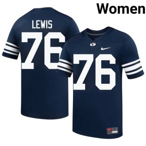 Jeff Lewis College Football Women's Navy Brigham Young University #76 University Jerseys 749317-208