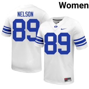 Jett Nelson White College Football BYU #89 Stitched Womens Jersey 354354-642