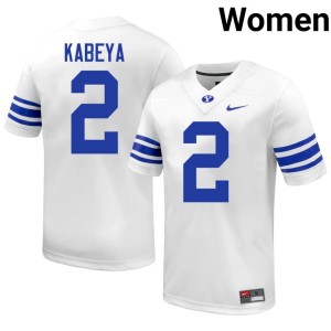 Jonathan Kabeya Women White Official College Football BYU Cougars #2 Jersey 392320-655