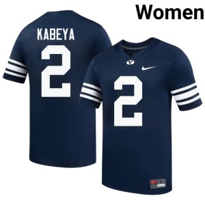 Jonathan Kabeya High School Brigham Young University Cougars Navy College Football #2 Womens Jersey 570350-929