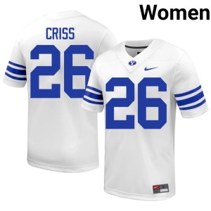 Jordyn Criss Womens #26 College Football Cougars 2026 White Jersey 820998-321