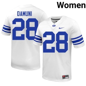 Jovesa Damuni Cougars University White #28 Women College Football Jersey 703129-975