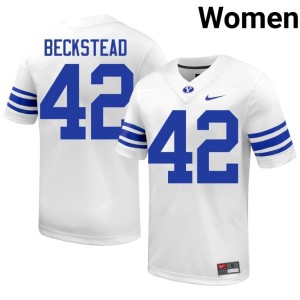 Micah Beckstead Women's The Y University College Football White #42 Jersey 568959-691