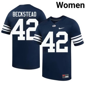 Micah Beckstead Women #42 High School Navy College Football Go Cougars Jerseys 371897-218