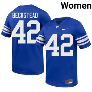 Micah Beckstead College Football The Y #42 Embroidery Women's Royal Jersey 301383-563