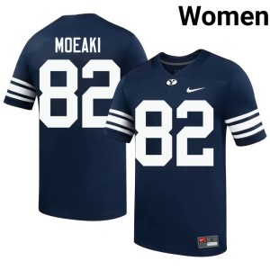 Noah Moeaki #82 Womens Navy Replica BYU Cougars College Football Jersey 825862-589