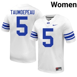 Nusi Taumoepeau #5 Limited BYU White College Football Women's Jerseys 222077-181
