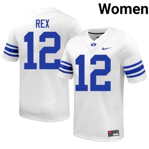 Preston Rex #12 College Football BYU Cougars Women White NCAA Jersey 788586-696