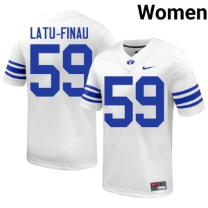 Siosiua Latu-Finau Official #59 BYU Cougs College Football White Womens Jerseys 556604-798