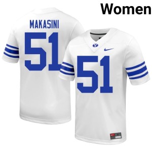 Sonny Makasini Women White College Football #51 Official Brigham Young University Jersey 611339-665