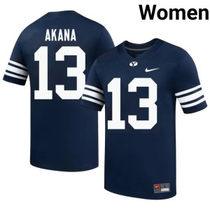Tausili Akana College Football Womens #13 Navy Brigham Young University Cougars University Jerseys 225623-535