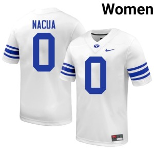 Tei Nacua #0 Official College Football White Women's Brigham Young University Jerseys 551589-804
