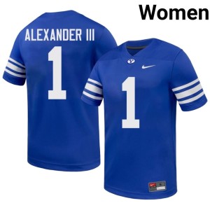 Therrian Alexander III BYU Cougars Alumni Women's Royal #1 College Football Jersey 181485-669