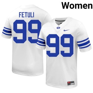 Ulavai Fetuli Brigham Young University Cougars White Official Womens #99 College Football Jersey 901910-673