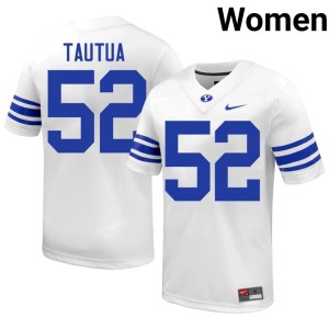 Vincent Tautua Embroidery BYU Cougars Women #52 College Football White Jerseys 560141-912