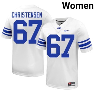 Brady Christensen College Football Go Cougars #67 Player Women's White Jersey 882575-102